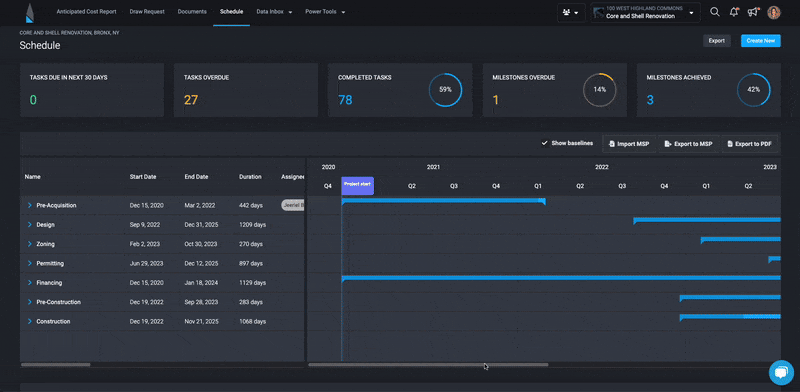 Schedule and Cash <br>Flow Integration
