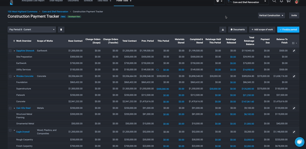 Construction Payment <br>Tracker Export