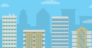 Buildings of various size on a city skyline