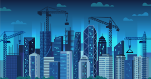futuristic skyline showing ai-assisted real estate development